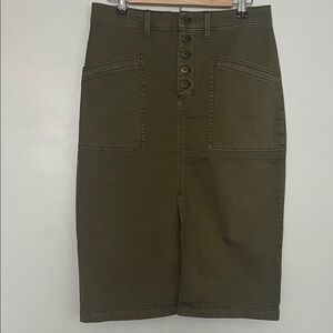 Anthropologie Khaki Olive Pencil Skirt